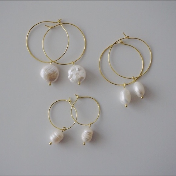 Freshwater Pearl Hoop Earrings - Picture 3 of 5